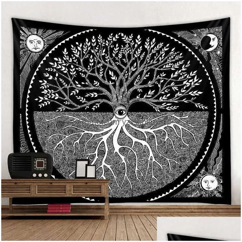 tapestries tree of life decoration tapestry witchcraft boho altar tablecloth wall hanging tarot oracle sun moon home room decor aesthetic