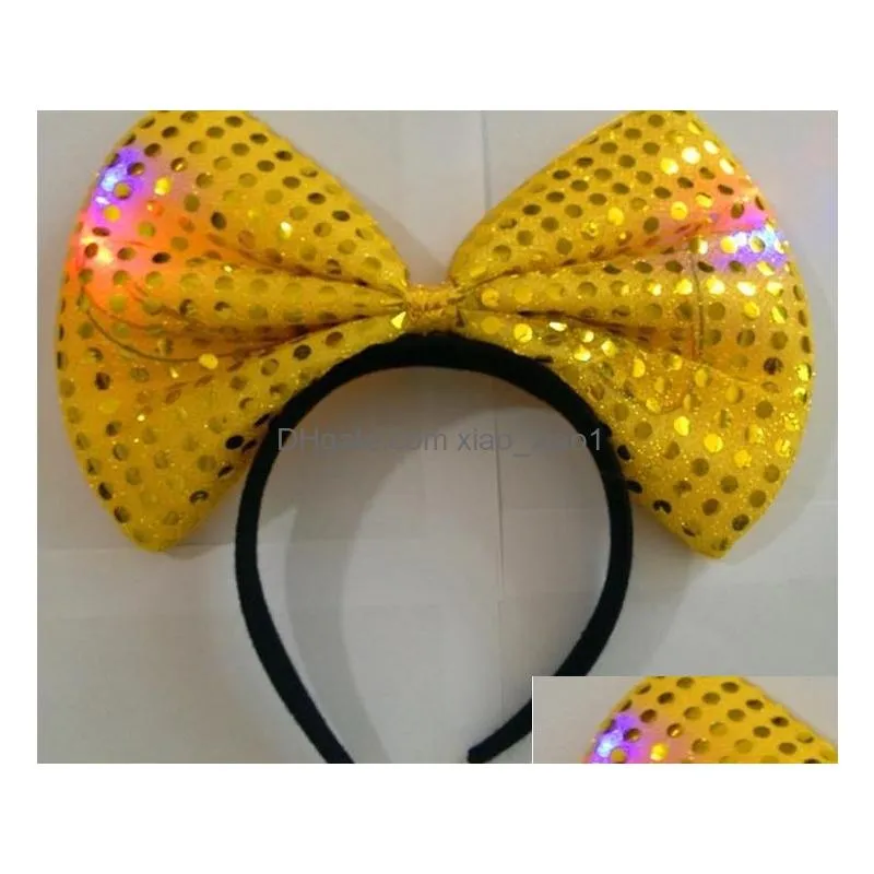 sequins led headband light up party hat luminous flashing blinking party favors christmas halloween club stage fancy dress props