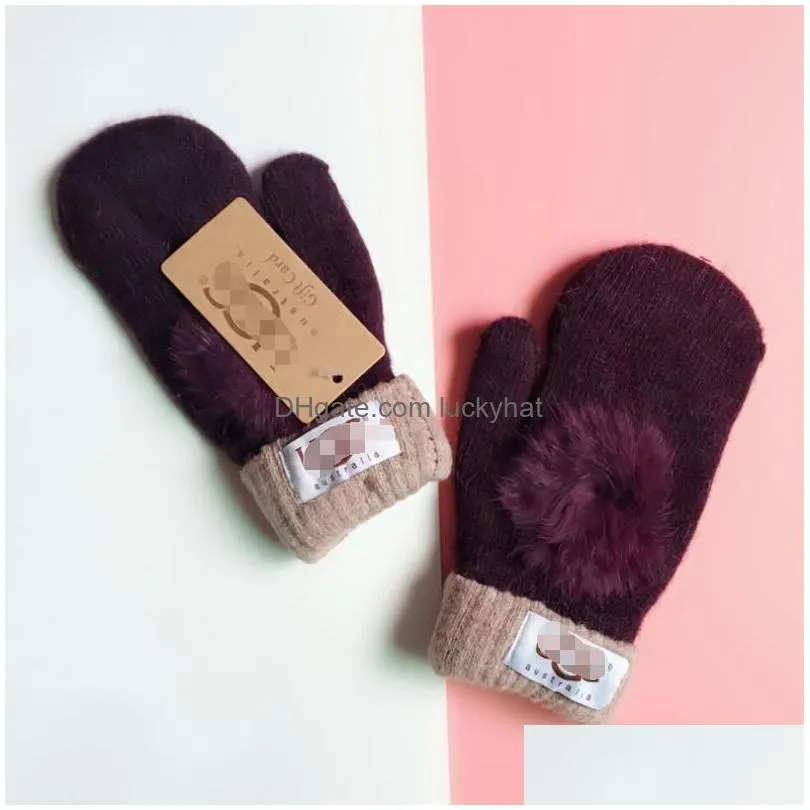 Five Fingers Gloves Winter Warm Soft Fur Knit Mittens Women Half Finger Driving Plush Thick Cute Little Hat Sn Gloves Drop Delivery Fa Dhxgk