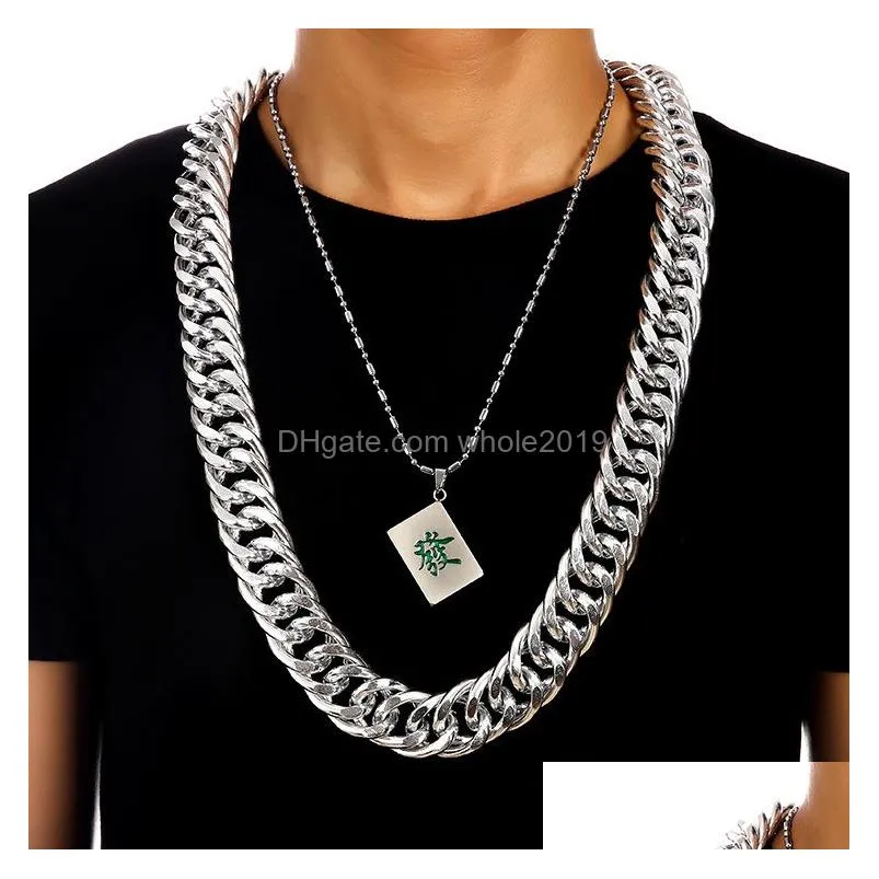 Chains Aluminum 18K Gold Plated Extra-Coarse 2.6Cm Exaggerated Long Chains Necklace Hip Hop Jewelry Singer Street Dance Hipster Men Dr Dhlhs