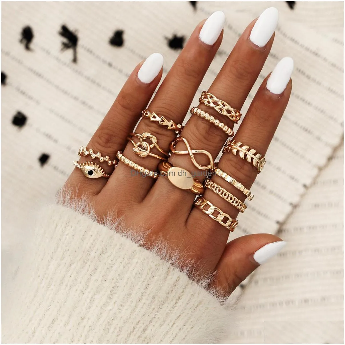 10 sets/lot vintage rings sets for women jewelry accessories heart flowers stars finger ring female jewelry gifts