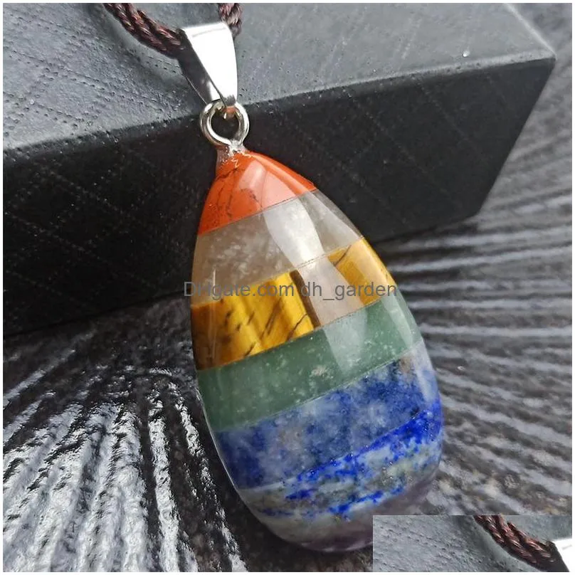chakela pendants natural crystal energy stone peach heart shaped water drop splicing necklace 7chakra women jewelryf ashion 13 5qp m2
