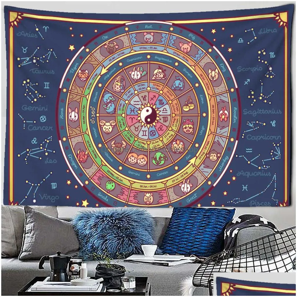 tapestries mandala tarot tapestry wall hanging zodiac star plate sun and moon psychedelic witchcraft hippie home decor t230217