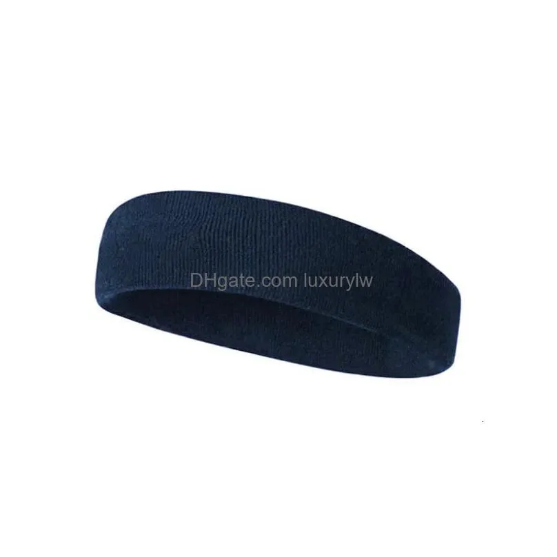 Sweatband Sweatband Pure Color Sports Headband Running Headwear Sweatabsorbent Basketball Antiperspirant Belt Fitness Sweat Guide 2305 Dhe2D