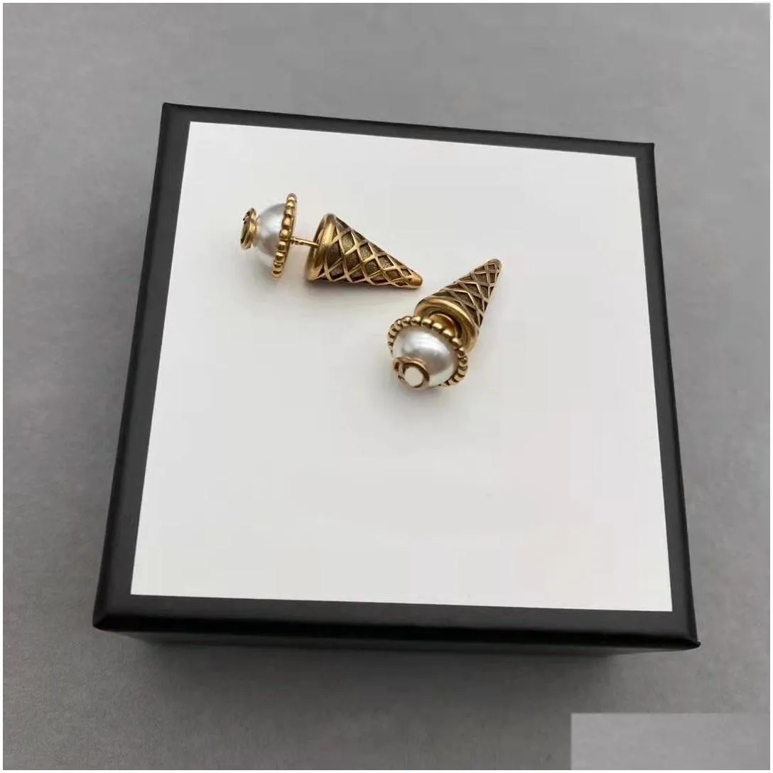 fashion ice cream stud earrings aretes orecchini ladies retro simple jewelry with box