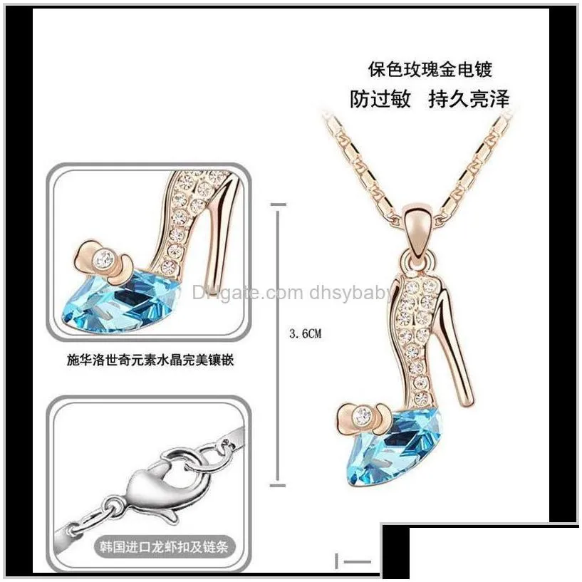 pendants y high heels crystal necklace fashion shoes statement pendant cinderella austrian candy necklaces for womens
