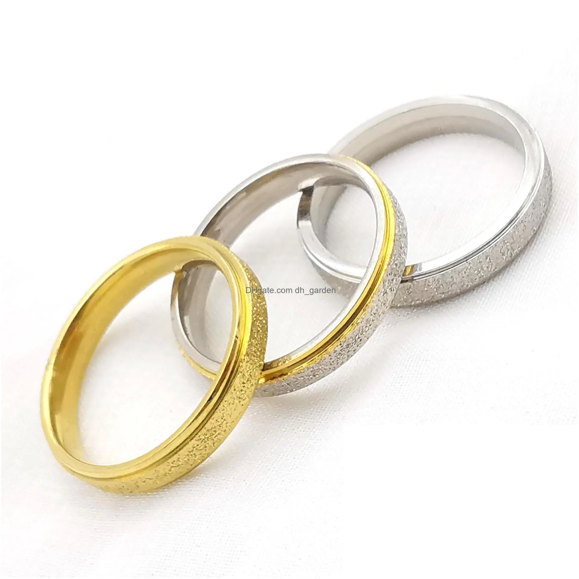 wholesale 50pcs/lot fashion stainless steel couple ring for women men frosted rings titanium steel lovers wedding engagement ring