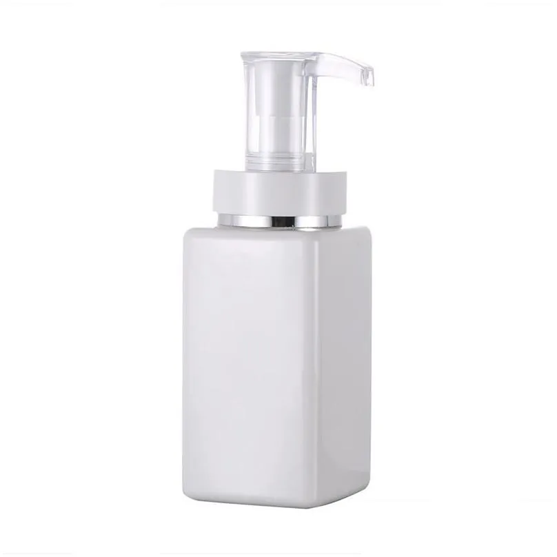 Packing Bottles Wholesale White Pet Square Lotion Pump Bottles Alcohol Gel Disinfectant Shampoo Hand Sanitizer Bottle 100Ml 200Ml 300M Dhce2