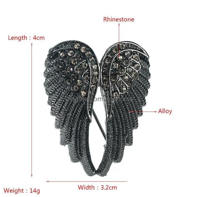 pins brooches fashion jewelry retro angel wing brooch inlaid rhinestone drop delivery dhqig