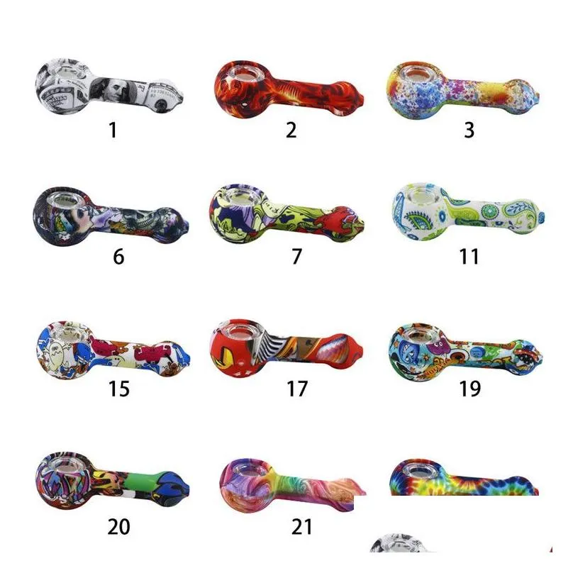 silicone hand pipe multi designs water pipes tobacco smoking pipes cartoon figure multi designs for dry herb portable unbreakable