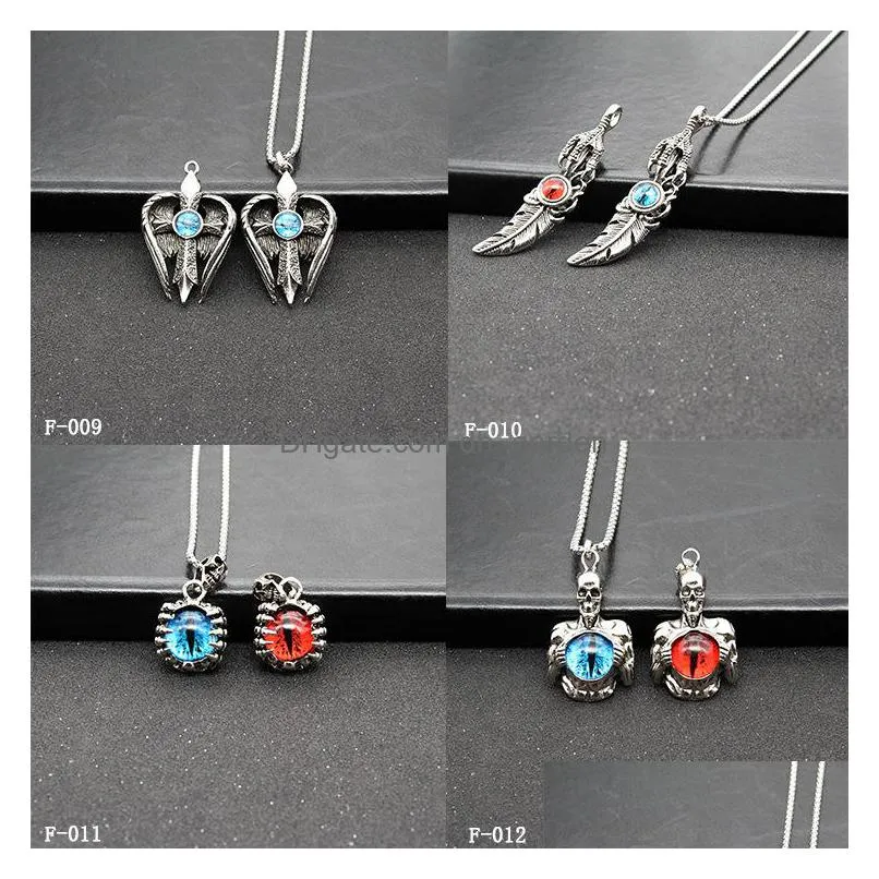 popular long retro punk necklace for women men stainless steel hip hop pendant party jewelry mixed style