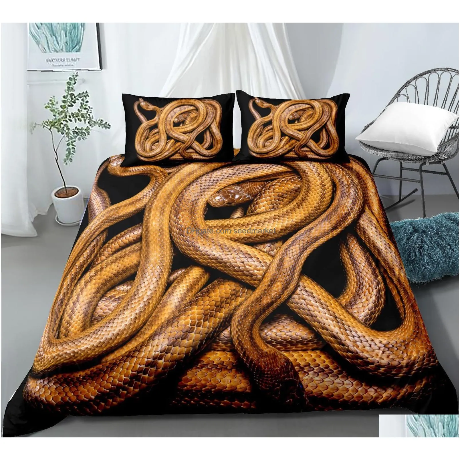 bedding sets 3d snake style bedding set for bedroom soft duvet cover bedspreads for bed linen comefortable quilt and pillowcase 221208