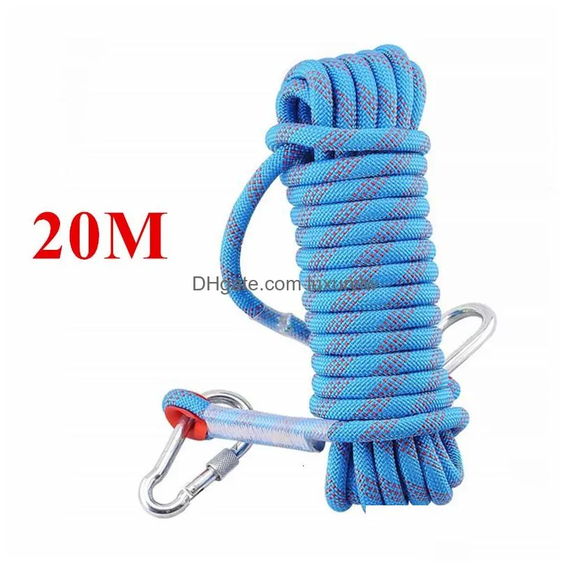 Climbing Ropes Climbing Ropes 10M 20M 30M Rock Rope 10Mm Tree Wall Hiking Equipment Gear Outdoor Survival Fire Escape Safety Carabiner Dhvhs