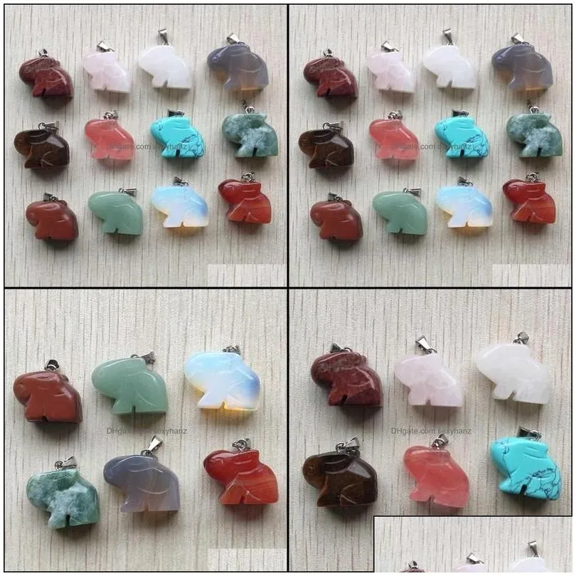 charms carved animal rabbit assorted natural stone charms crystal pendants for necklace accessories jewelry making drop deli yhanz