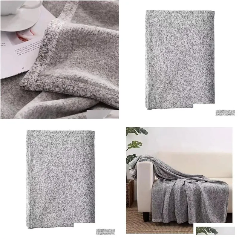 Blankets Sublimation Blank Blanket Gray Fleece Baby Heat Transfer Printing Shawl Wrap Sofa Slee Drop Delivery Home Garden Home Textile Dhw3N