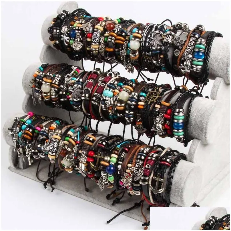 wholesale bulk mix styles metal leather cuff skull punk rock sport bracelets mens womens jewelry party gifts
