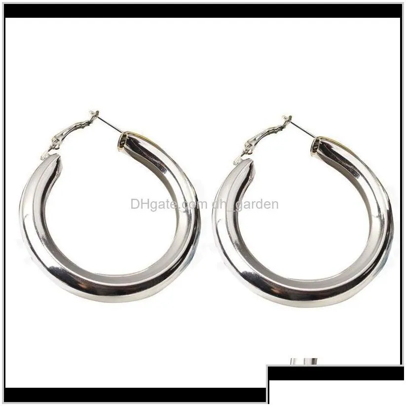 hie classic punk style thick hoop earring for women girls sier gold plating hiphop geometric earrings fashion jewelry wh