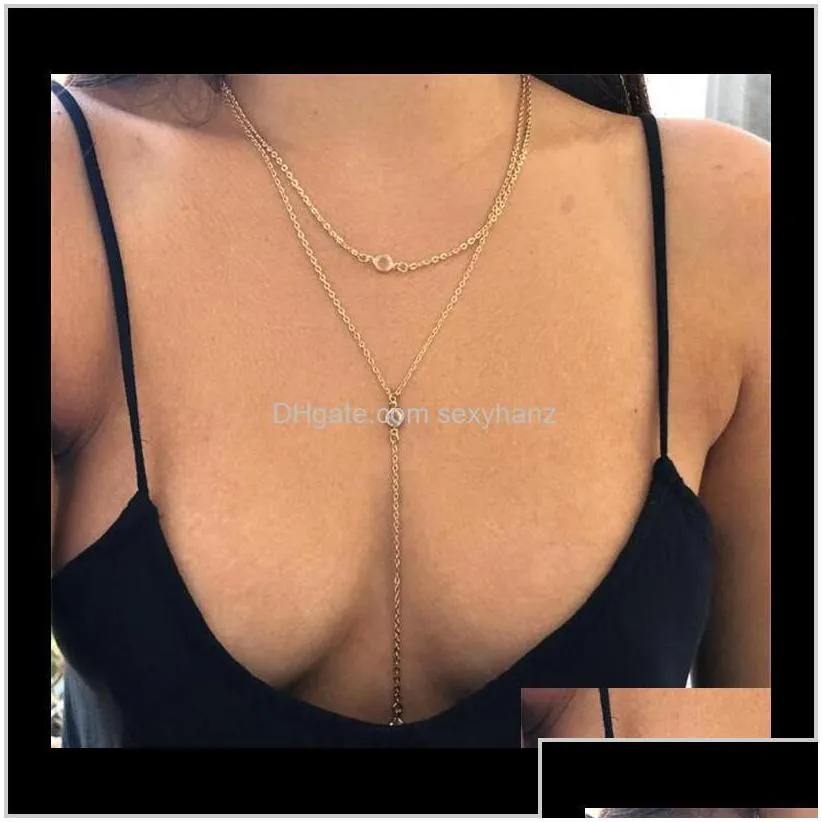 necklaces pendants charm multilayer long tassel chain necklace charming women gold color boho beach y body jewelry cr