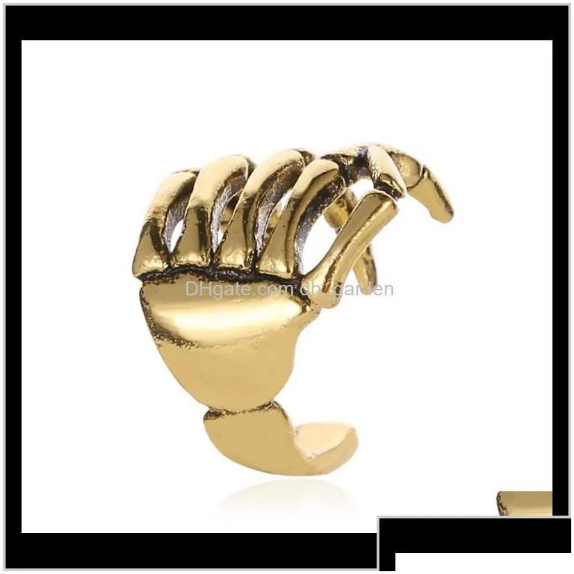 jewelry fashion punk style skull hand spine cuffs gold ear cuff clip for women no piercing earrings fbccp