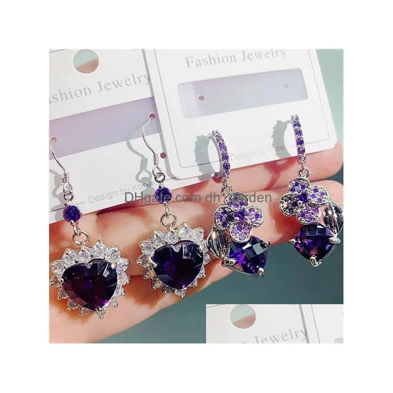 wholesale high quality 925 silver fashion earrings for women best gift exquisite zircon crystal diamond jewelry mix style