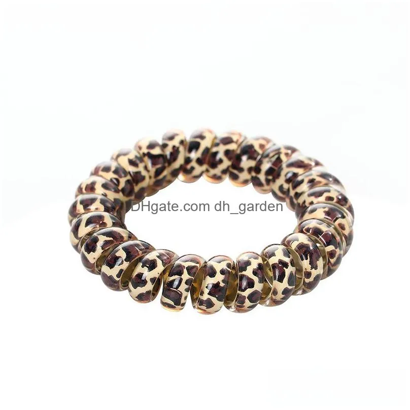 women girl telephone wire cord gum coil hair ties girls elastic hair bands ring rope leopard print bracelet stretchy hair ropes m02 775