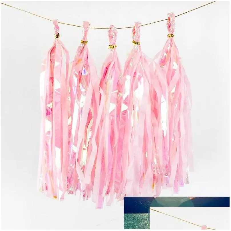 5pcs/bag 14inch tissue paper tassel garland rainbow unicorn mermaid birthday party diy decoration baby shower wedding favors factory price expert design