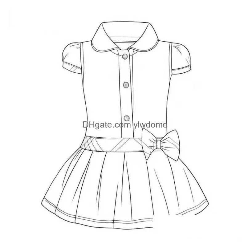 Girl`S Dresses Baby Girls Dress Lapel College Wind Short Sleeve Pleated Shirt Skirt Children Casual Designer Clothing Kids Clothes Dro Dhygb