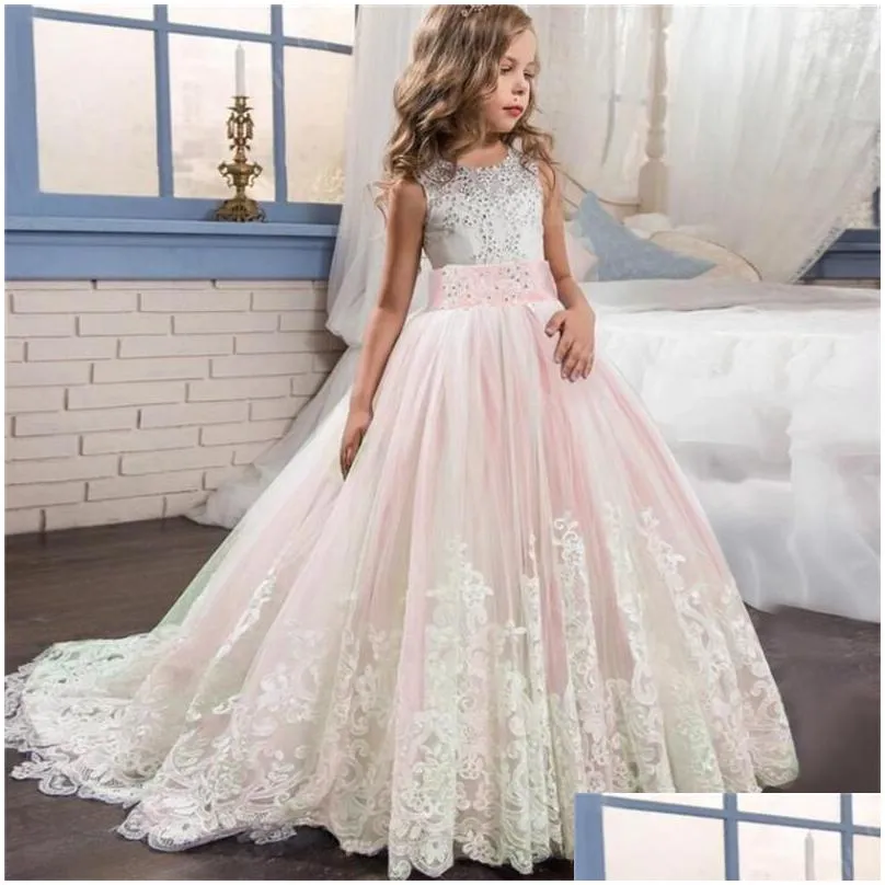 Girl`S Dresses Girl Dresses Girls Christmas Dress Formal Princess For Wedding And Party Teen Frocks Long Tail Kids Year Gown Drop Deli Dhaaj