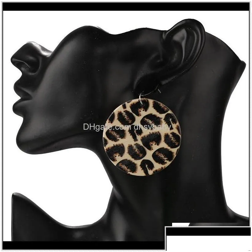 dangle chandelier unique design vintage wood round pendant african y leopard big drop earrings for women wooden jewelry va