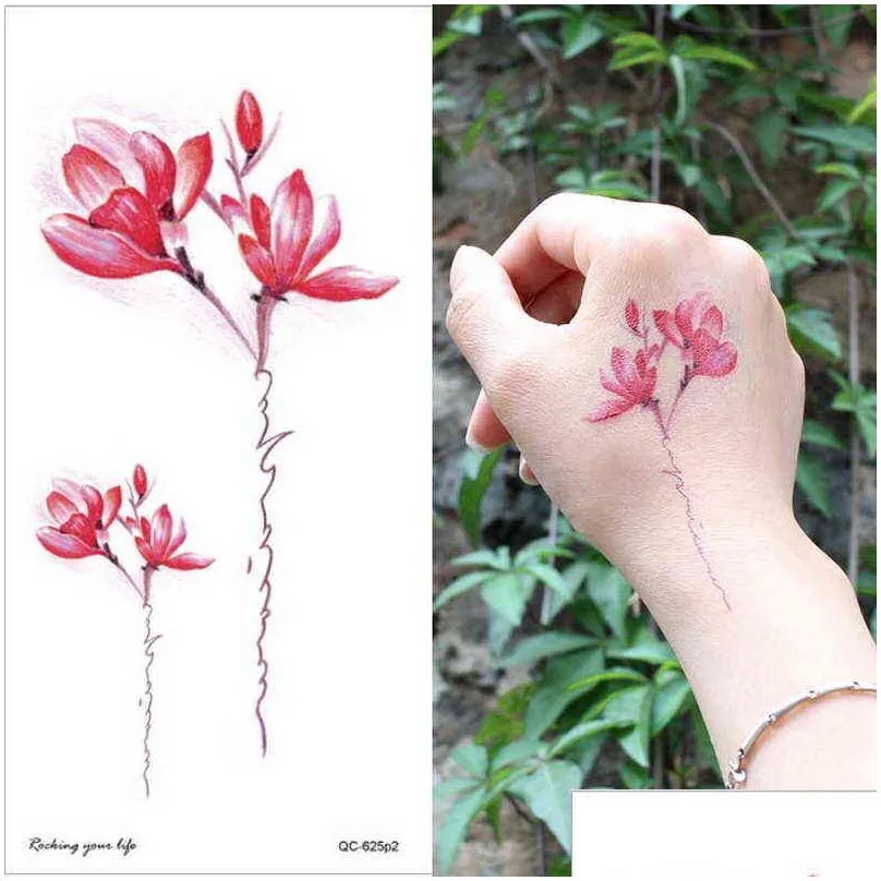 temporary armband tattoos waterproof temporary tattoo sticker flower lotus tattoo sleeve women wrist arm sleeves tatoo fake girl