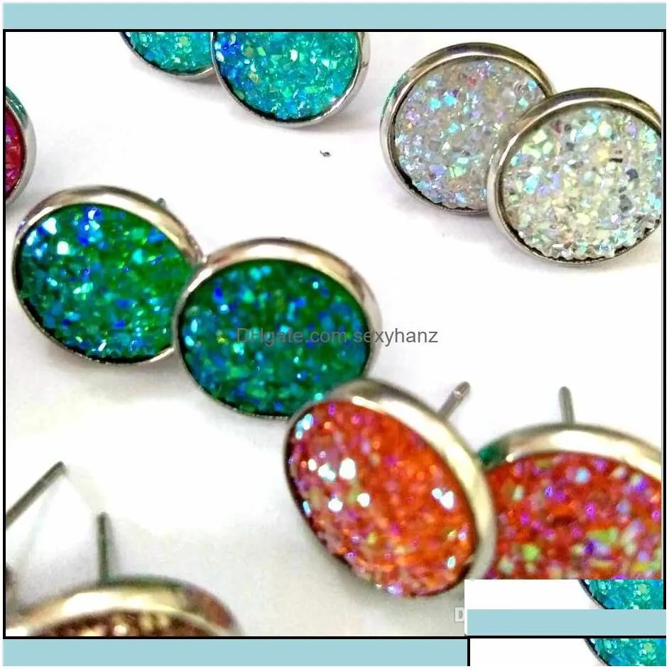 stud earrings jewelry cute colorf druzy eardrop earring mti colors drop delivery 2021 xhucb