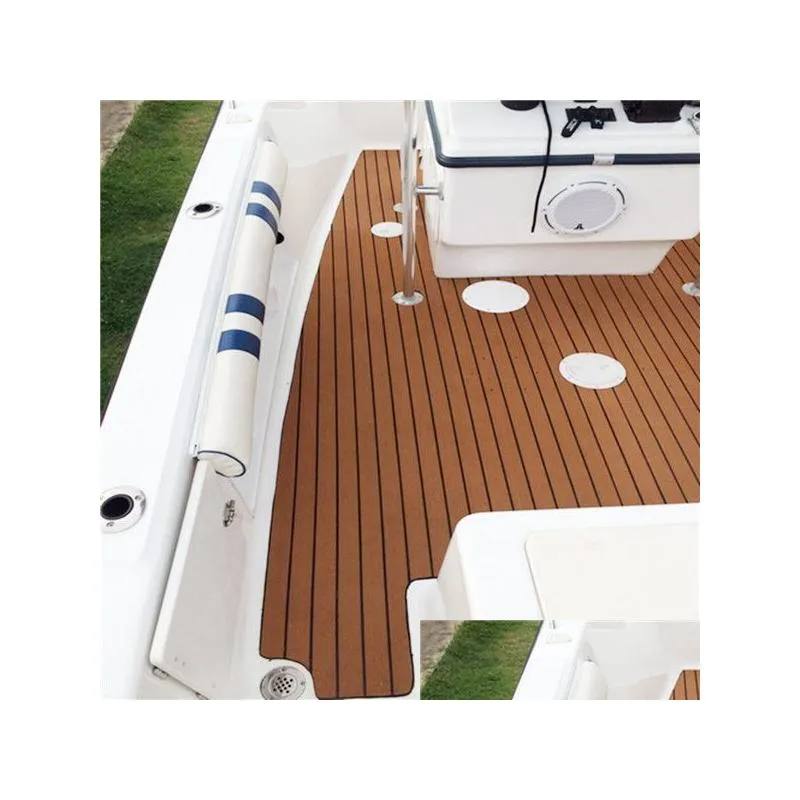 Atv Parts Self Adhesive 2400X600X6Mm Eva Foam Marine Boat Yacht Flooring Faux Imitation Teak Sheet Pad Decking Decor Mat Drop Delivery Dhian