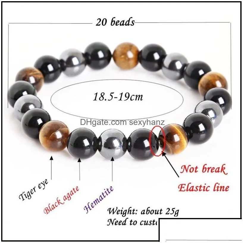 charm bracelets jewelry beads tiger eye hematite black obsidian stone bracelet for women gift men pdowy