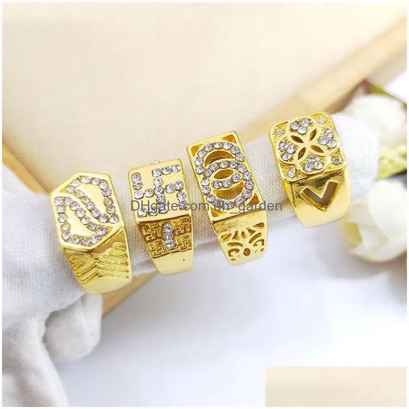 50pcs/lot men rings new design mixed styles gold with side stones rings and silverzircon wholesale lots female jewelry bulks lot