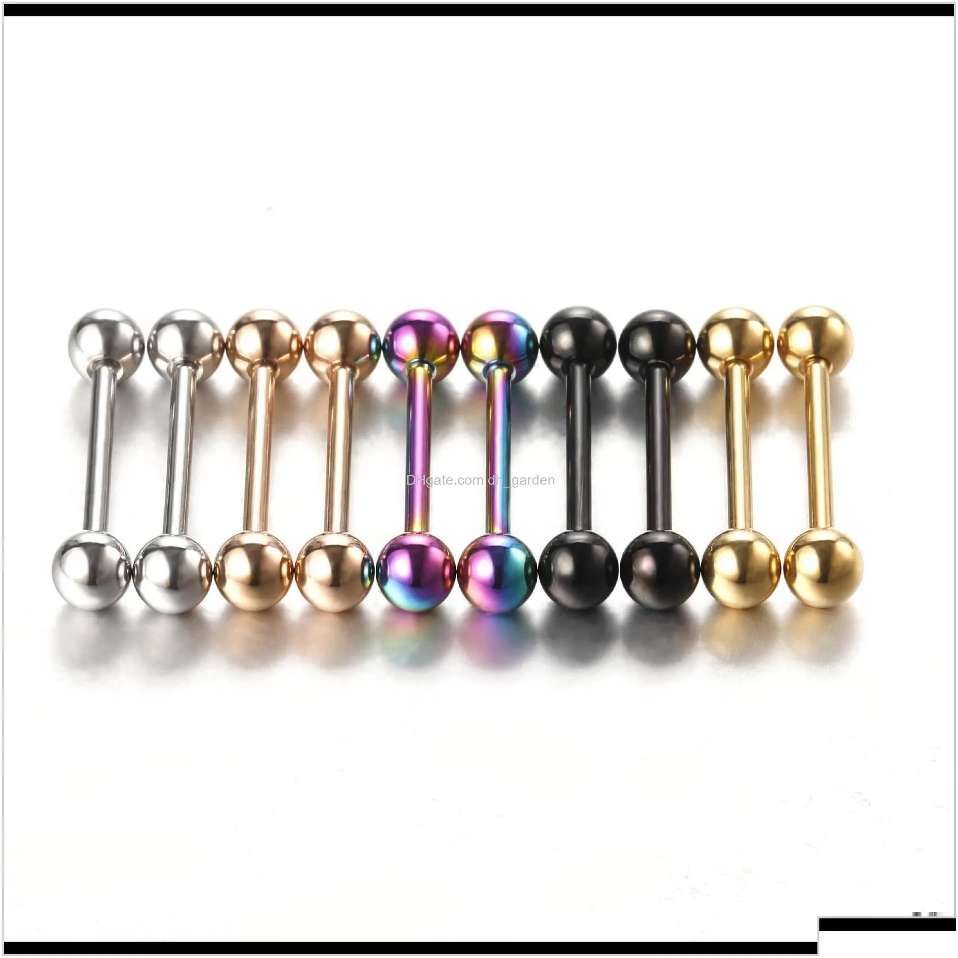 rings 10pcs/set colorful stainless steel industrial barbell ring tongue nipple bar tragus helix ear piercing body fashion