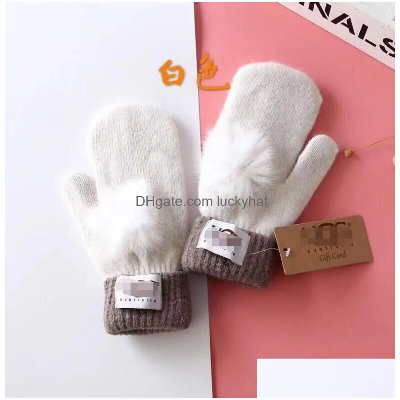 Five Fingers Gloves Winter Warm Soft Fur Knit Mittens Women Half Finger Driving Plush Thick Cute Little Hat Sn Gloves Drop Delivery Fa Dhxgk