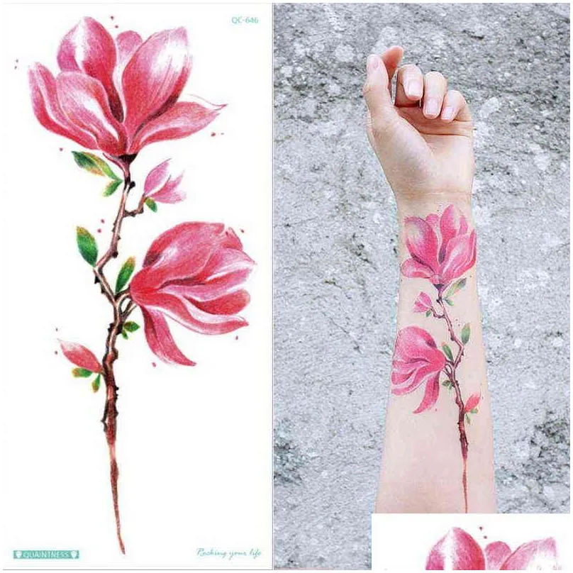 temporary armband tattoos waterproof temporary tattoo sticker flower lotus tattoo sleeve women wrist arm sleeves tatoo fake girl