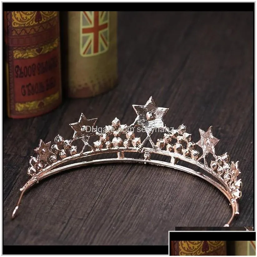 clips barrettes jewelry baroque princess crown rhinestone tiara bridal wedding star headdress handmade crystal hair acce