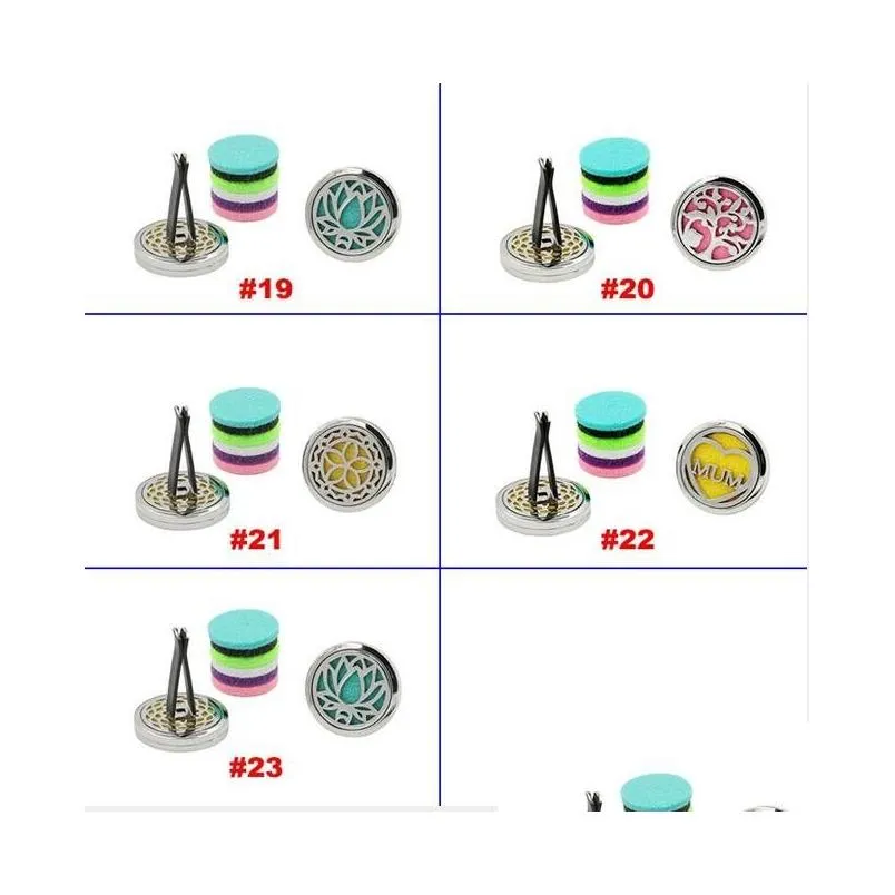  Oils Diffusers 30Mm Car Per Clip Home  Oil Diffuser For Locket Stainless Steel Air Freshener Conditioning Vent Drop Dhakm