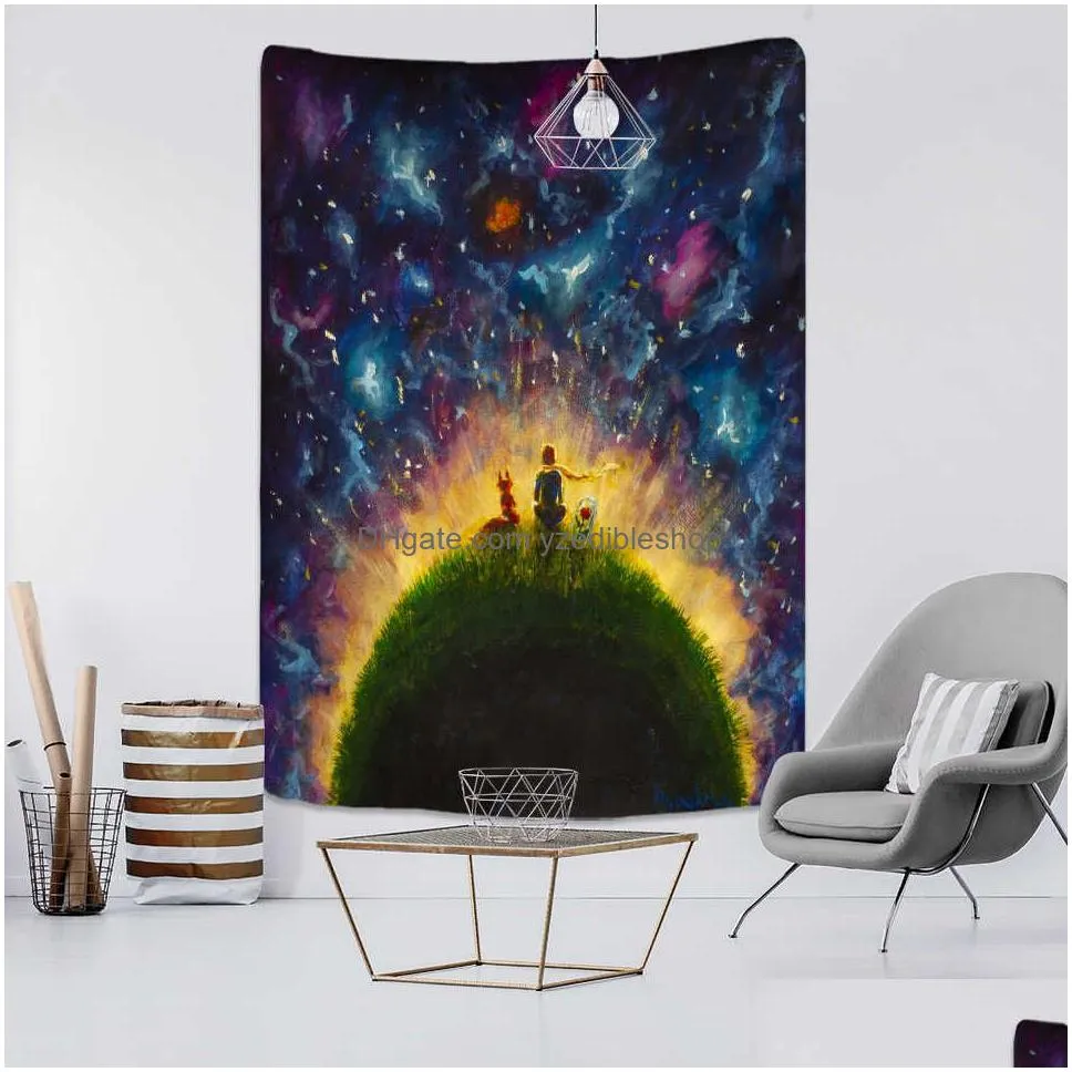 tapestries anime oil painting tapestry art hippie wall hanging cute cartoon illustration boho home room aesthetic decor t230217