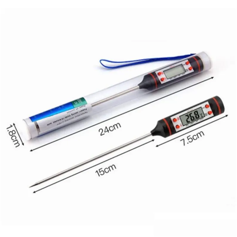 Thermometers Stainless Steel Bbq Meat Thermometers Kitchen Digital Cooking Food Probe Hangable Electronic Barbecue Household Drop Deli Dh19M