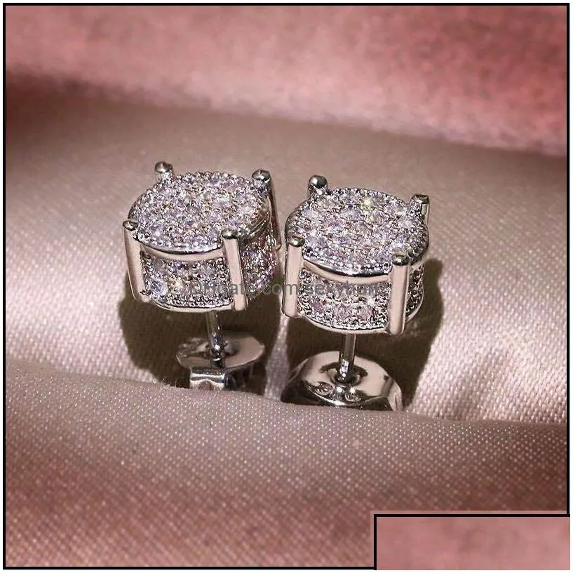 other earrings jewelry s925 sterling sier stud earring fine 2 carats fl diamond 925 bizuteria orehini gemstone 7r1zw