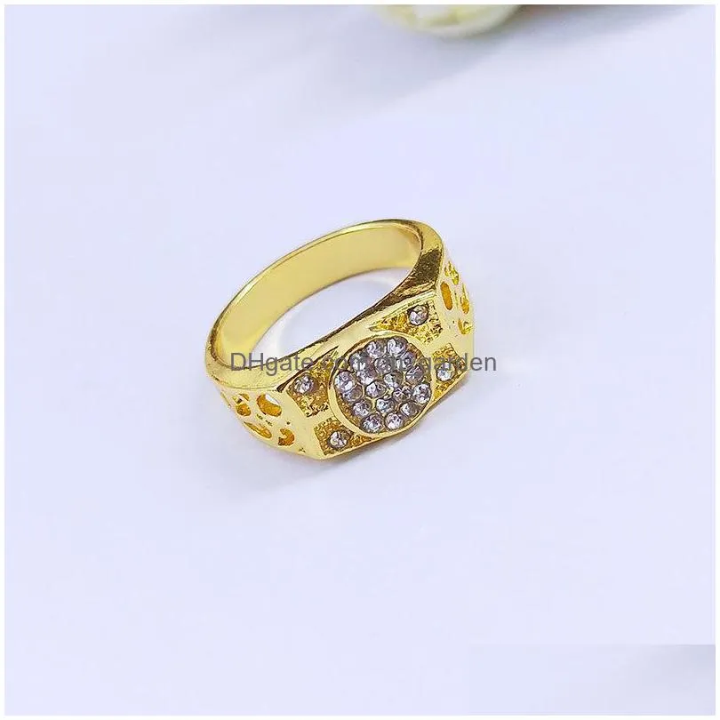 50pcs/lot men rings new design mixed styles gold with side stones rings and silverzircon wholesale lots female jewelry bulks lot
