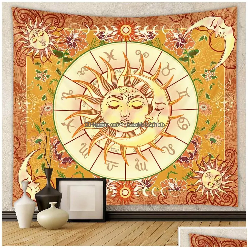 tapestries 130x150cm mandala tapestry white black sun and moon wall hanging tarot hippie tapestrys home dorm pack inventory wholesal