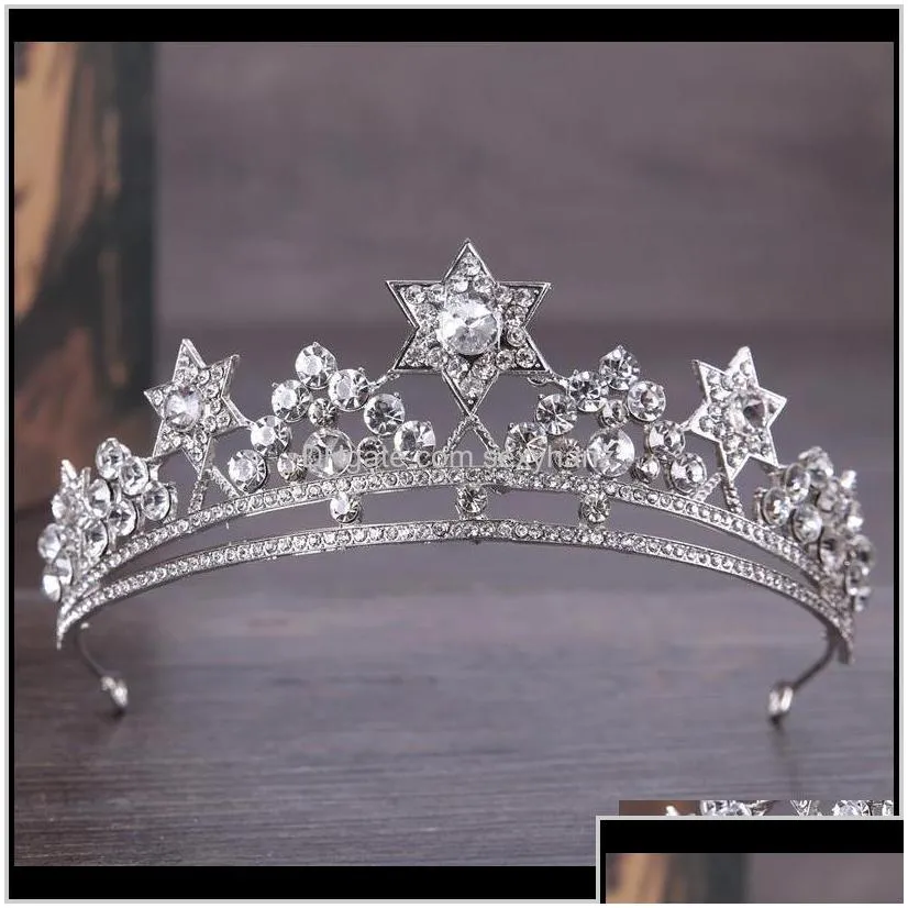 clips barrettes jewelry baroque princess crown rhinestone tiara bridal wedding star headdress handmade crystal hair acce