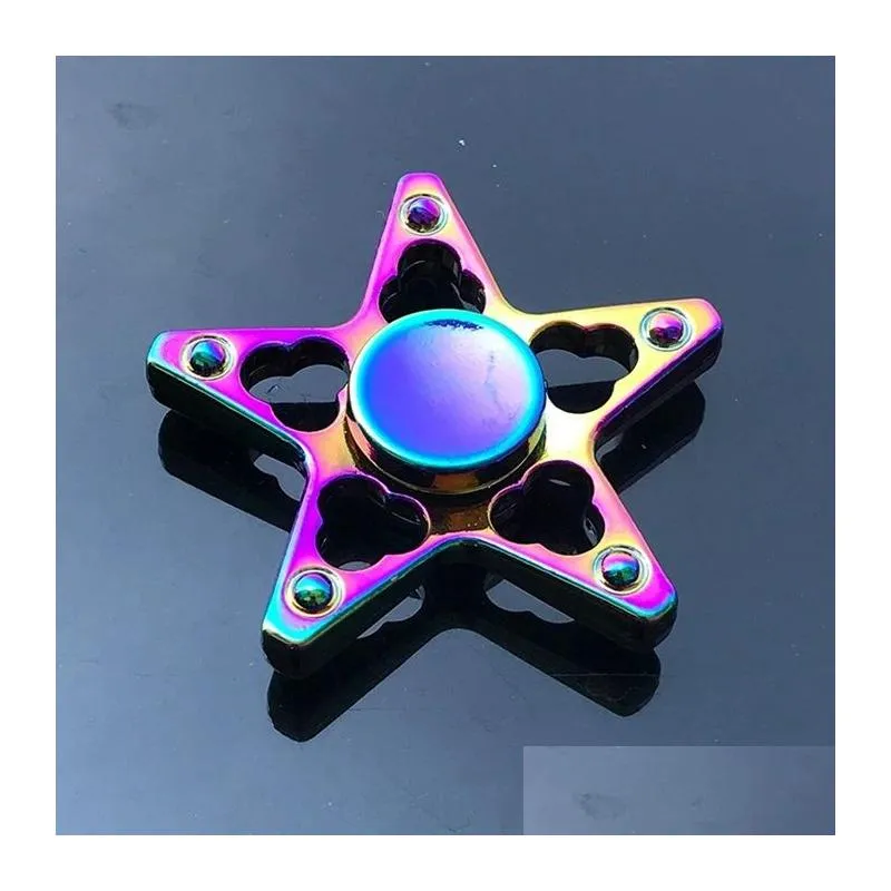 Spinning Top Colorf Spinning Top Zinc Alloy Fidget Spinner Wheels Gyro Toys Metal Bearing Rainbow Hand Spinners Focus Anti-Anxiety Toy Dhlyg