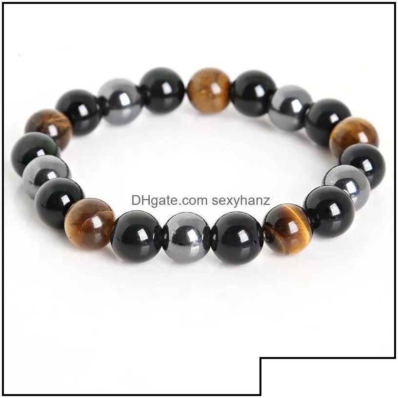 charm bracelets jewelry beads tiger eye hematite black obsidian stone bracelet for women gift men pdowy