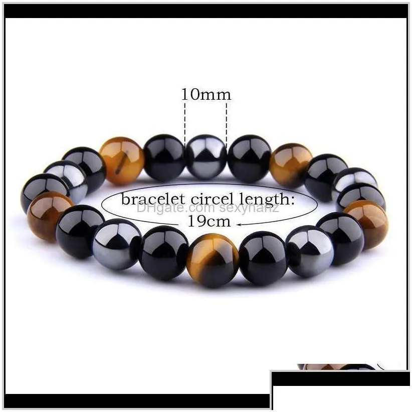 beaded strands bracelets black onyx with natural hematite stone tiger eye beaded strand wrap buddha bracelets bangles jew