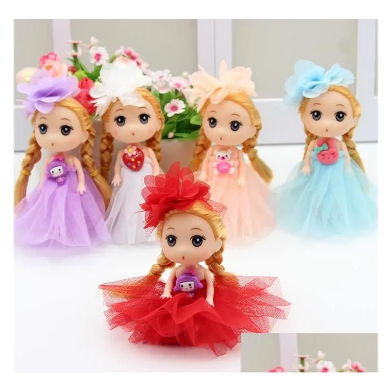 Dolls Wearing Dress Rubber Head Doll Keychain Pendants Cute Princess Key Ring Ornament Purse Charm Children Kids Gift Fashion Baby Dro Dh4Of