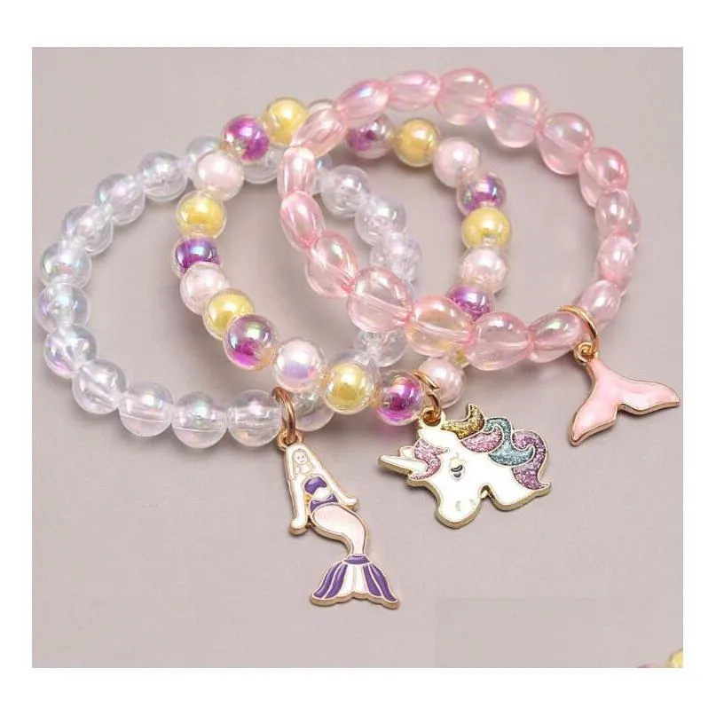 multi styles kids lucky jewelry bracelet happy children mermaid unicorn charms bracelet kids jewelry gift